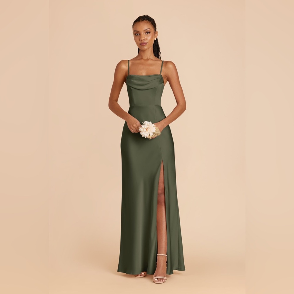 Mia Matte Satin Convertible Dress Olive - Picture 2 of 7